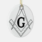 正方形およびコンパスのフリーメーソンの記号 セラミックオーナメント (右)