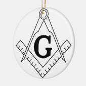 正方形およびコンパスのフリーメーソンの記号 セラミックオーナメント (左)