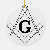 正方形およびコンパスのフリーメーソンの記号 セラミックオーナメント (裏面)