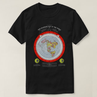 正方形および静止した平らな地球飛行機の地図 Tシャツ