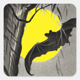 正方形こうもりとムーンハロウィンステッカー スクエアシール