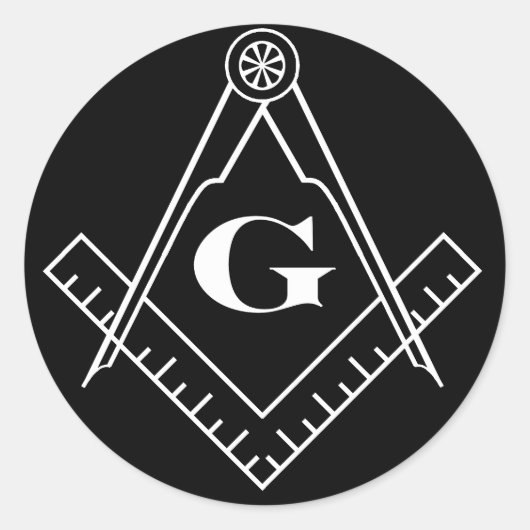 正方形とコンパスハイRes2whitecropped ラウンドシール (正面)