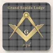 正方形とコンパスプレイド コースター (正面)