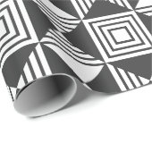 正方形と三角形の白黒パターミニマルン ラッピングペーパー (ロールコーナー)