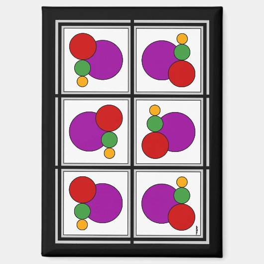 正方形と円の抽象芸術 マグネット (正面)