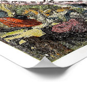 正方形と静止平面地球の飛行機の地図 ポスター (角)