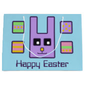 正方形のイースターのウサギのギフトバッグ(大きい) ラージペーパーバッグ (正面)