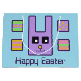 正方形のイースターのウサギのギフトバッグ(大きい) ラージペーパーバッグ