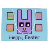 正方形のイースターのウサギのギフトバッグ(大きい) ラージペーパーバッグ (裏面)