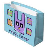 正方形のイースターのウサギのギフトバッグ(大きい) ラージペーパーバッグ (裏面アングル)