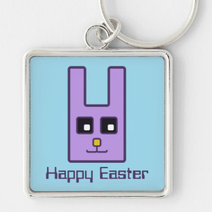 正方形のイースターのウサギKeychain キーホルダー