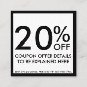 正方形のクーポンカード 割引カード (正面)