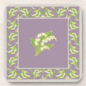 正方形のコースターのセット: 藤色谷のユリ コースター (正面)