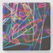正方形のコーナーがラインとネオン色 ストーンコースター (正面)