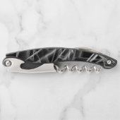 正方形のコーナー、黒い背景の灰色の線 ソムリエナイフ (正面)