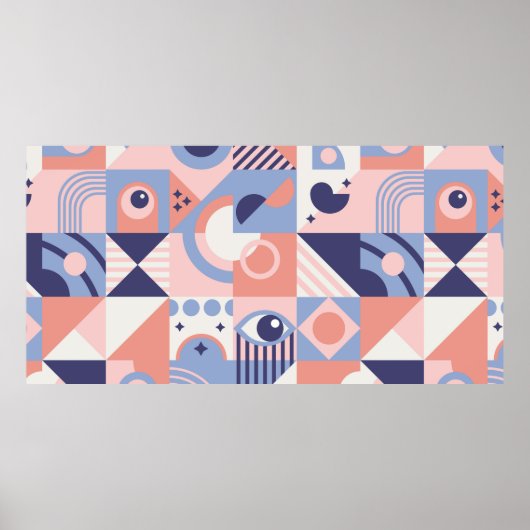 正方形のジオメトリ形状の背景。～の美学 ポスター (正面)