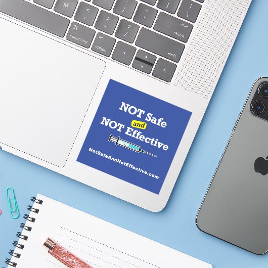 正方形のステッカー – 安全でなく、効果的でない シール (ノートパソコンとiPhone)