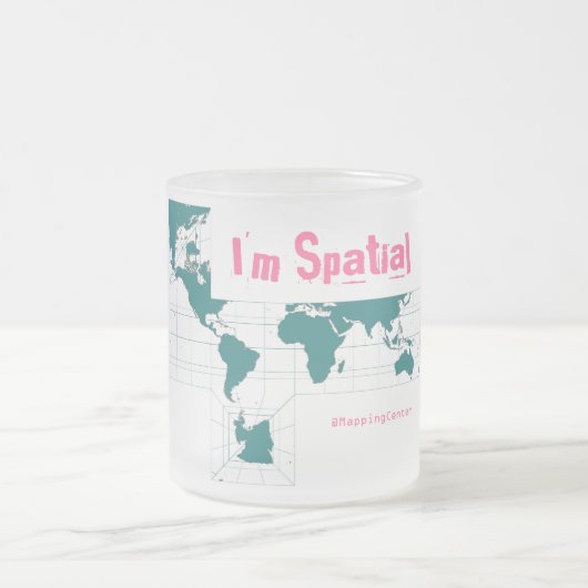 正方形のティール(緑がかった色)、私は空間的の@MappingCenterです フロストグラスマグカップ (中央)