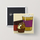 正方形のトラッフルのかたつむりボタン 缶バッジ (正面&裏面)