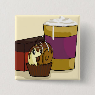 正方形のトラッフルのかたつむりボタン 缶バッジ