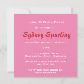 正方形のネームプレートとのさくらんぼの果実の歓喜 招待状 (裏面)