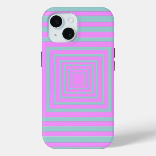 正方形のピンクとグレー Case-Mate iPhoneケース (裏面)