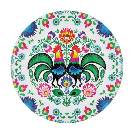 正方形のポーランドのオンドリパターン カッティングボード (正面)