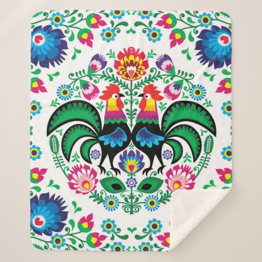 正方形のポーランドのオンドリパターン シェルパブランケット (正面)