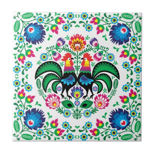 正方形のポーランドのオンドリパターン タイル (正面)