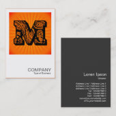 正方形のモノグラム-ペイズリーの日が差すこと- M 名刺 (正面/裏面)