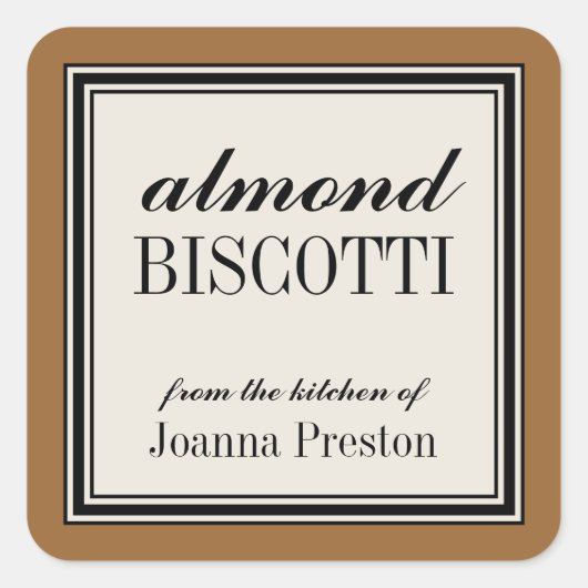 正方形のラベルのテンプレートの台所"から" スクエアシール (正面)