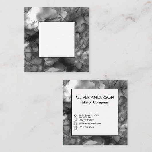 正方形のロゴ（白黒） スクエア名刺 (正面/裏面)