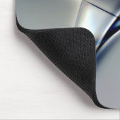 正方形の上に青いクロムトーンを持つ曲線 マウスパッド (コーナー)