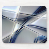 正方形の上に青いクロムトーンを持つ曲線 マウスパッド (正面)