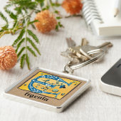 正方形の中世フローラ照明Eモノグラム キーホルダー (側面)