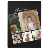 正方形の写真コラージュのモンタージュ誕生日プレゼント クリップボード (裏面)