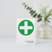 正方形の写真0155の-大きいプラス符号-緑 名刺 (スタンド正面)