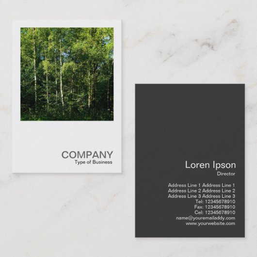 正方形の写真0168 – シルバー樺の木の木 名刺 (正面/裏面)