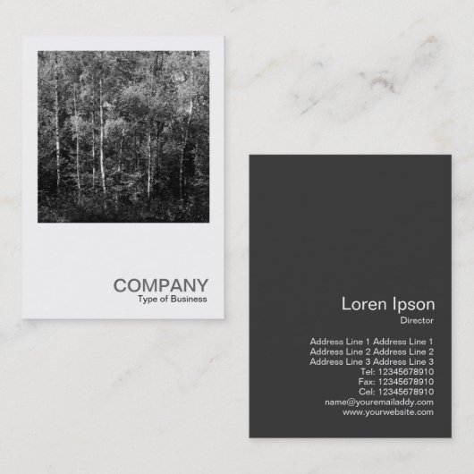 正方形の写真0169 – シルバー樺の木の木 名刺 (正面/裏面)