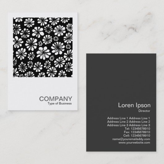 正方形の写真0264 – 白黒の花 名刺 (正面/裏面)