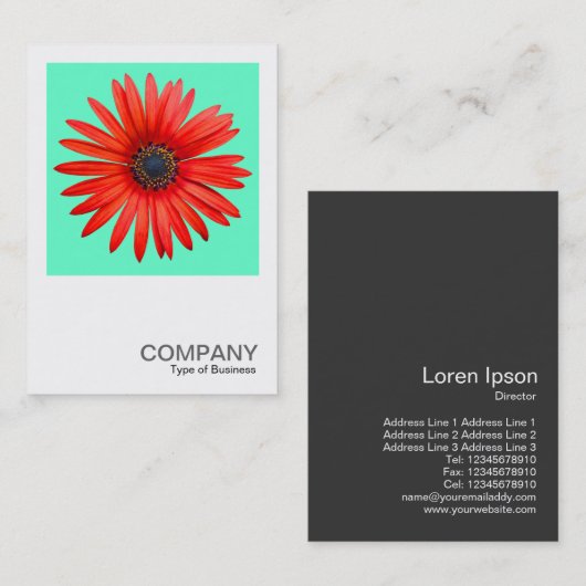 正方形の写真0344 - Red Devil onターコイズ 名刺 (正面/裏面)