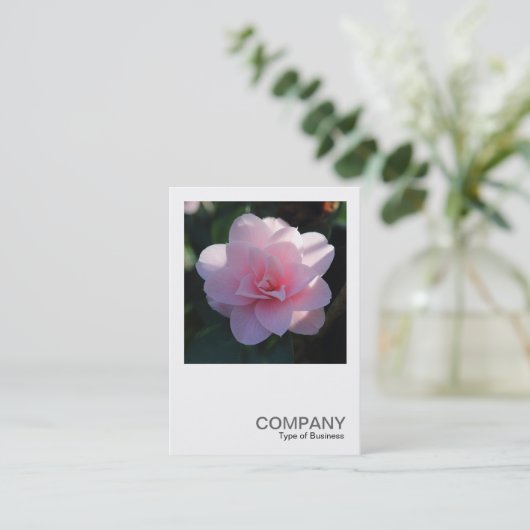 正方形の写真0394 – ピンクの椿 名刺 (スタンド正面)