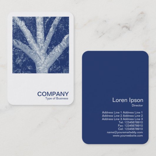 正方形の写真0592 – フォークした枝 – Cyanotype 名刺 (正面/裏面)