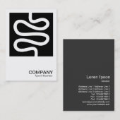 正方形の写真0600 – 曲線 – 黒の上に白 名刺 (正面/裏面)