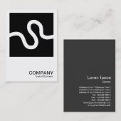 正方形の写真0606 – 曲線 – 黒い上の白 名刺 (正面/裏面)