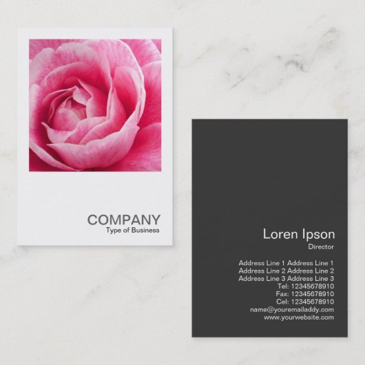 正方形の写真082 – ピンクのカメリア 名刺 (正面/裏面)