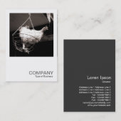 正方形の写真086 -バスケットの鶏 名刺 (正面/裏面)