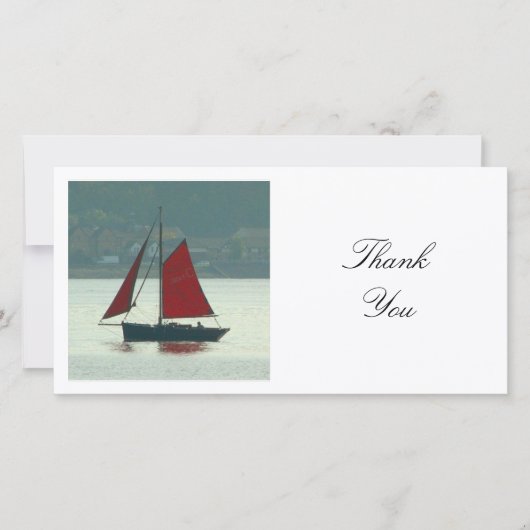 正方形の写真 – ヴィンテージヨット サンキューカード (正面)