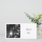 正方形の写真 – 木々を通る太陽(BW) サンキューカード (スタンド正面)