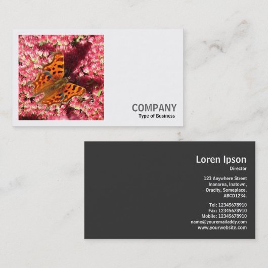 正方形の写真(v2) – セダムのカンマ蝶 名刺 (正面/裏面)